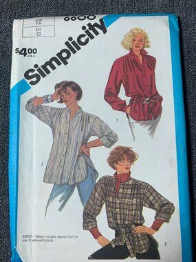 Simplicity Misses Shirt Sewing Pattern Size 12 6600 Uncut